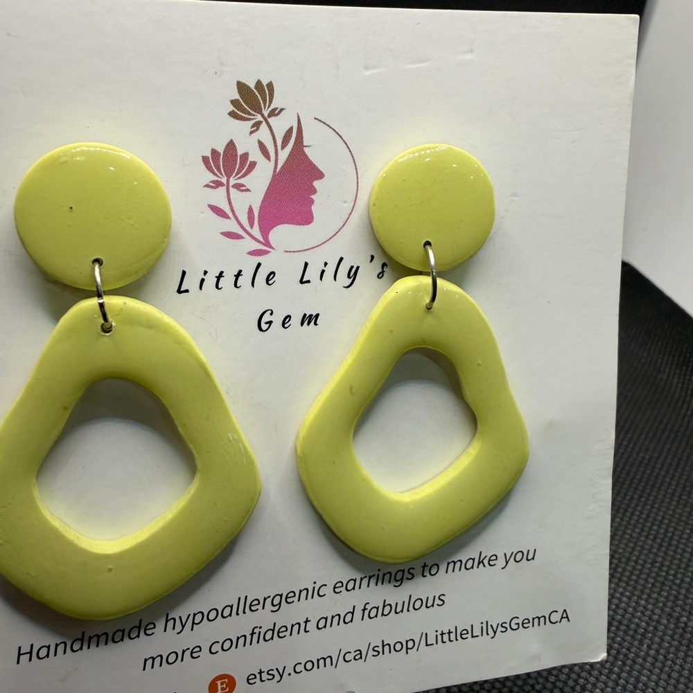 Handmade Lime Green Statement Earrings Summer Lightweight Dangles